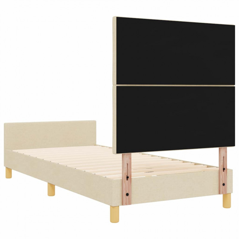 Ramka łóżka Z zagłówkiem Kremowy 100 x 200 cm tkanina