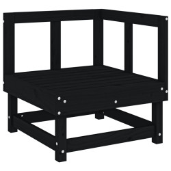 Ogrodowa sofa narożna, czarna, lite drewno sosnowe