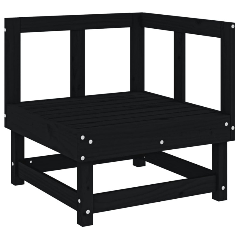 Ogrodowa sofa narożna, czarna, lite drewno sosnowe