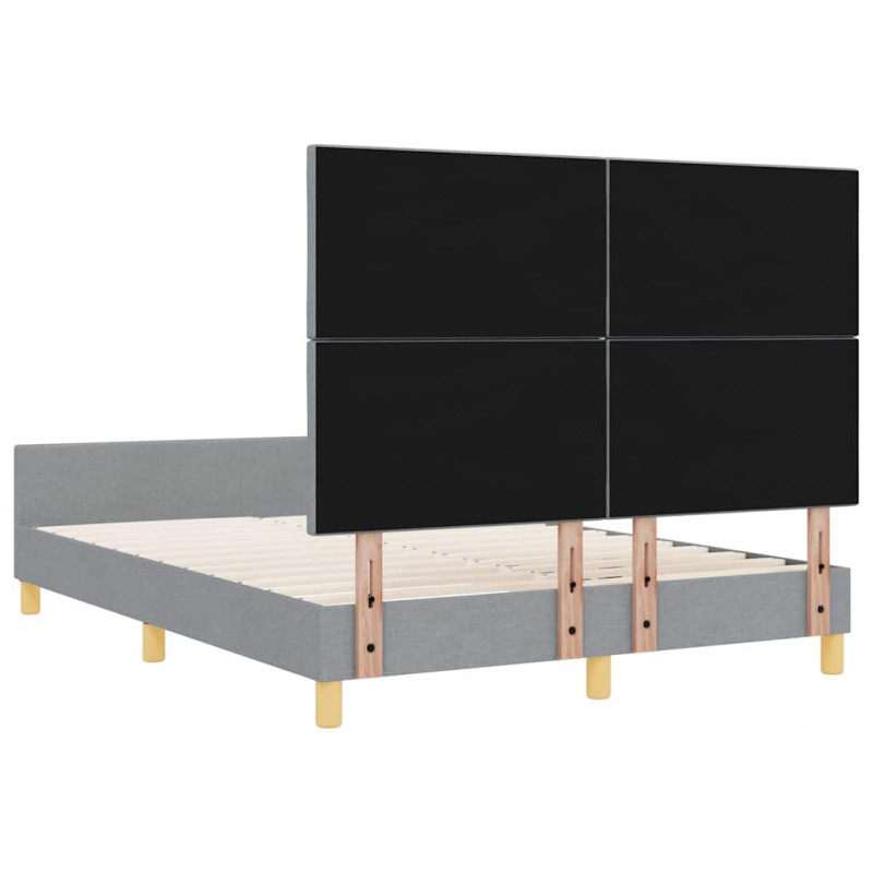 Ramka łóżka Z zagłówkiem Jasnoszary 160 x 200 cm tkanina
