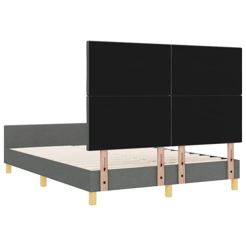 Ramka łóżka Z zagłówkiem ciemno szary 160 x 200 cm tkanina