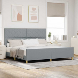 Ramka łóżka Z zagłówkiem Jasnoszary 200 x 200 cm tkanina