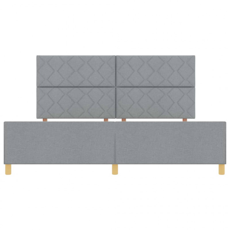Ramka łóżka Z zagłówkiem Jasnoszary 200 x 200 cm tkanina