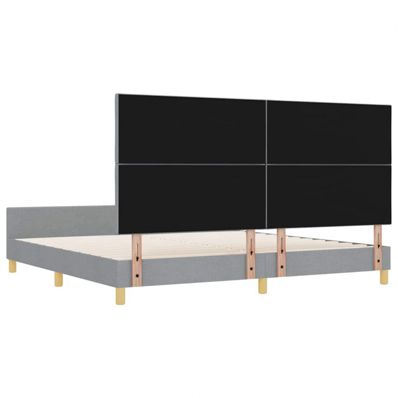 Ramka łóżka Z zagłówkiem Jasnoszary 200 x 200 cm tkanina