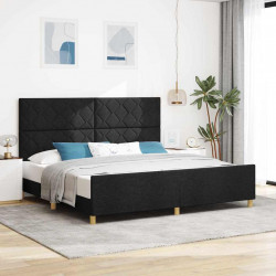 Ramka łóżka Z zagłówkiem Czarny 200 x 200 cm tkanina