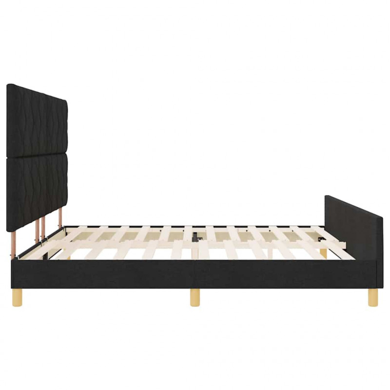 Ramka łóżka Z zagłówkiem Czarny 200 x 200 cm tkanina