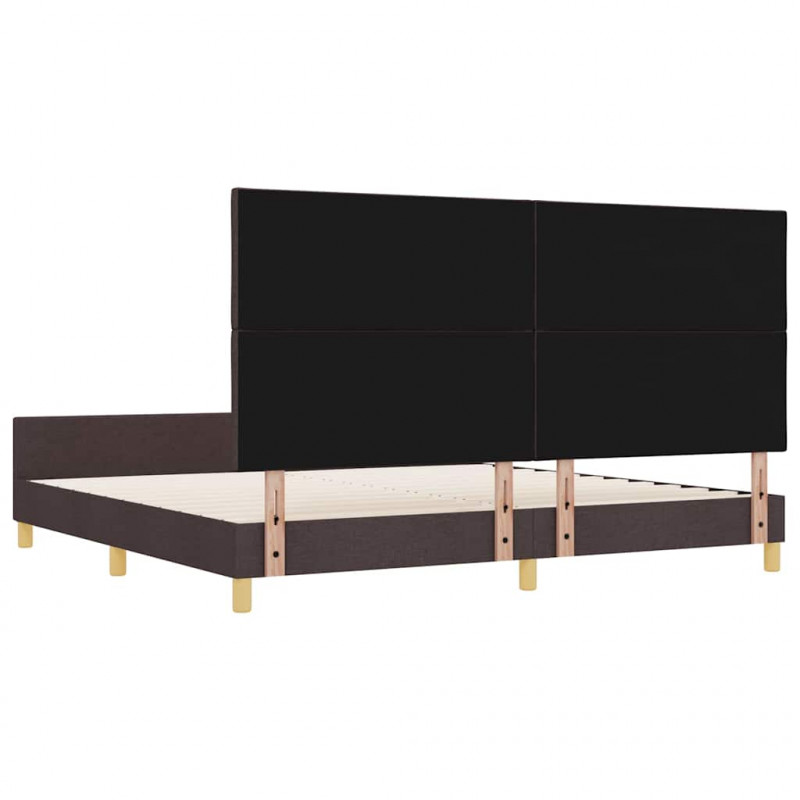 Ramka łóżka Z zagłówkiem ciemnobrązowy 200 x 200 cm tkanina