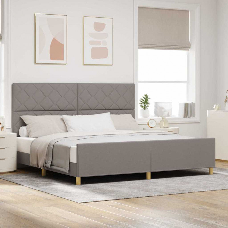 Ramka łóżka Z zagłówkiem Ciemnoszary 200 x 200 cm tkanina