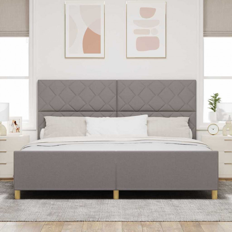 Ramka łóżka Z zagłówkiem Ciemnoszary 200 x 200 cm tkanina
