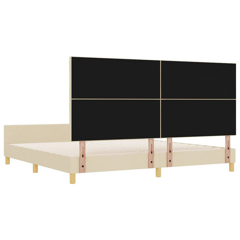 Ramka łóżka Z zagłówkiem Kremowy 200 x 200 cm tkanina