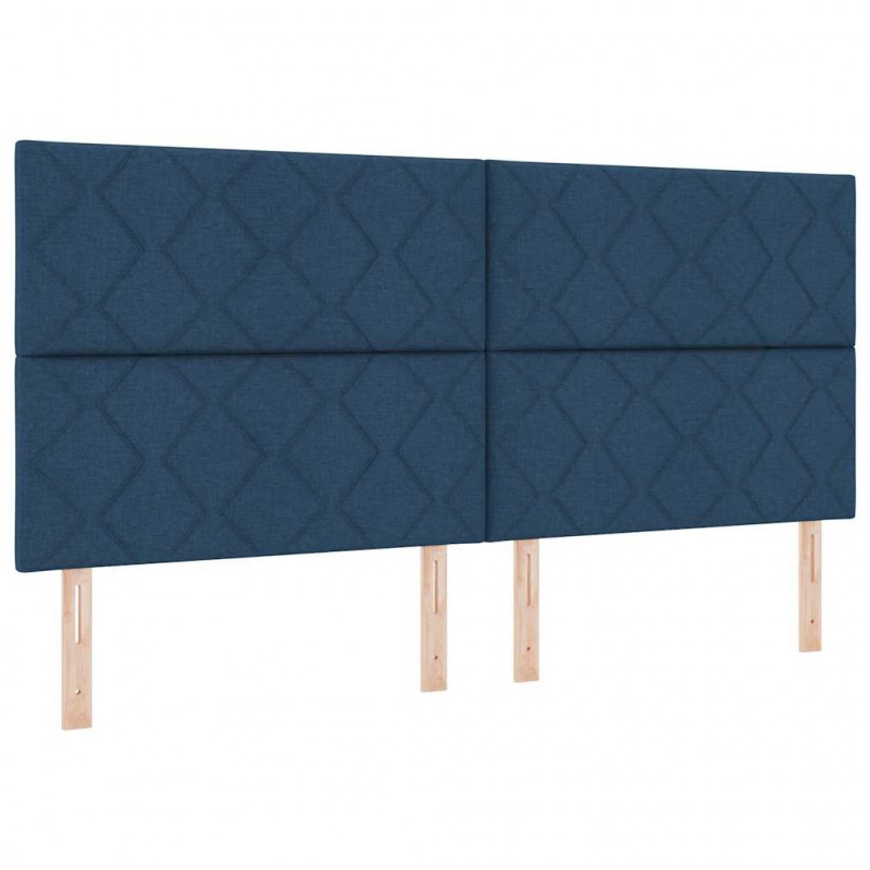 Ramka łóżka Z zagłówkiem Niebieski 200 x 200 cm tkanina