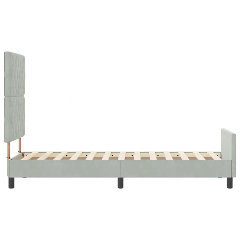 Łóżko sprężynowe Z zagłówkiem Jasnoszary 80 x 200 cm Aksamit