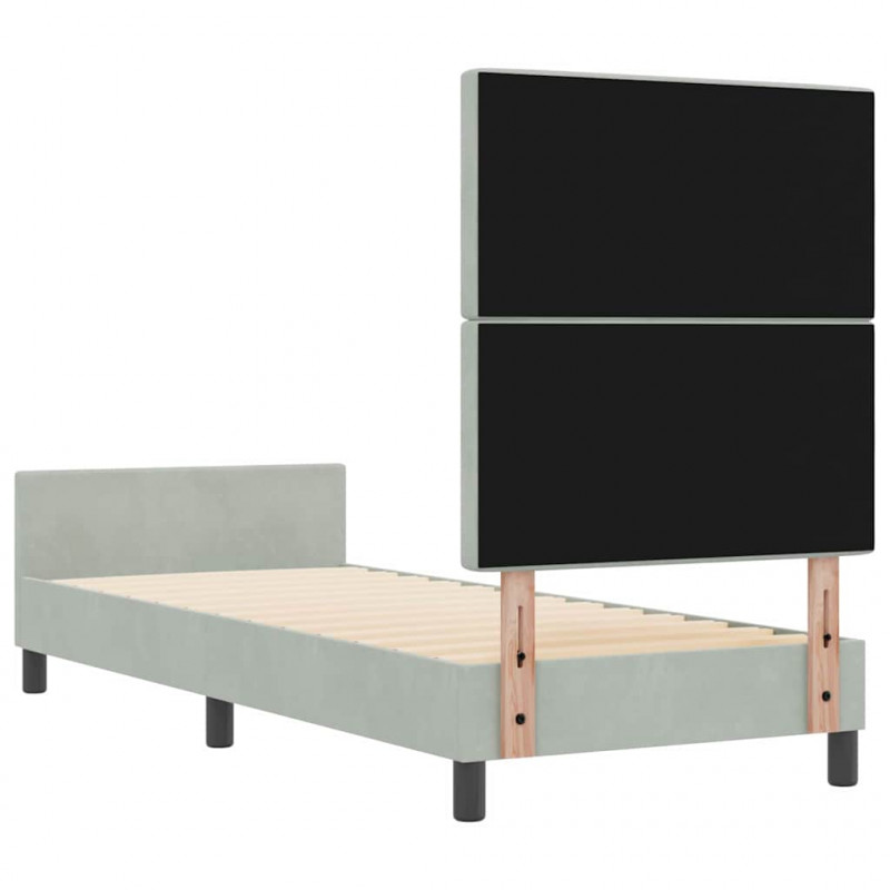 Łóżko sprężynowe Z zagłówkiem Jasnoszary 80 x 200 cm Aksamit
