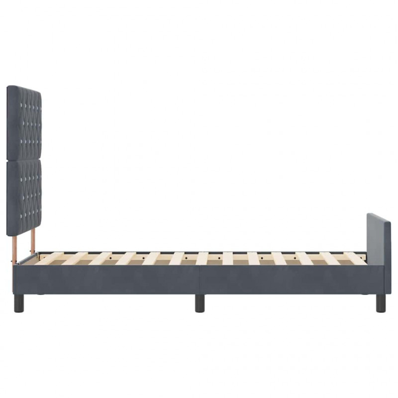 Łóżko sprężynowe Z zagłówkiem ciemno szary 80 x 200 cm Aksamit