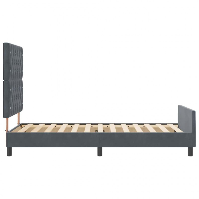 Łóżko sprężynowe Z zagłówkiem ciemno szary 90 x 200 cm Aksamit