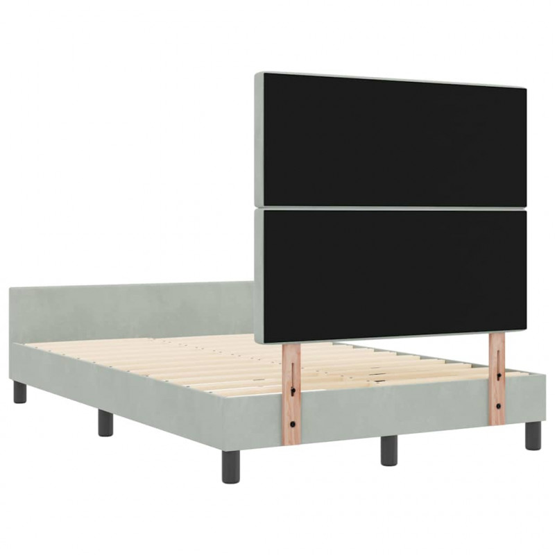 Łóżko sprężynowe Z zagłówkiem Jasnoszary 120 x 200 cm Aksamit