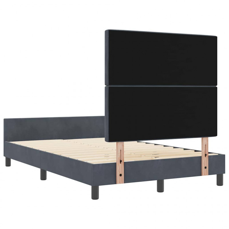Łóżko sprężynowe Z zagłówkiem ciemno szary 120 x 200 cm Aksamit