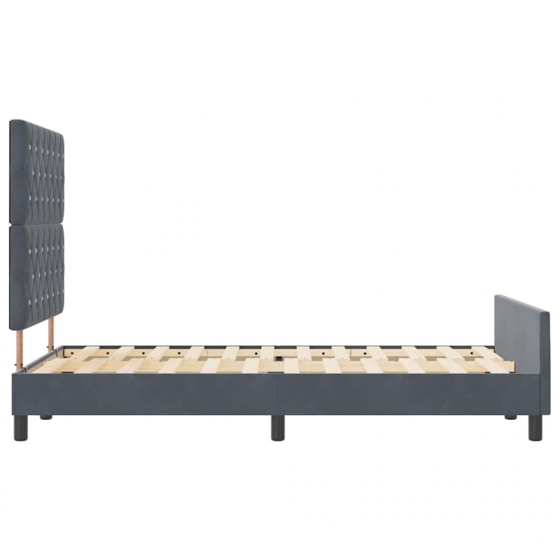 Łóżko sprężynowe Z zagłówkiem ciemno szary 120 x 200 cm Aksamit