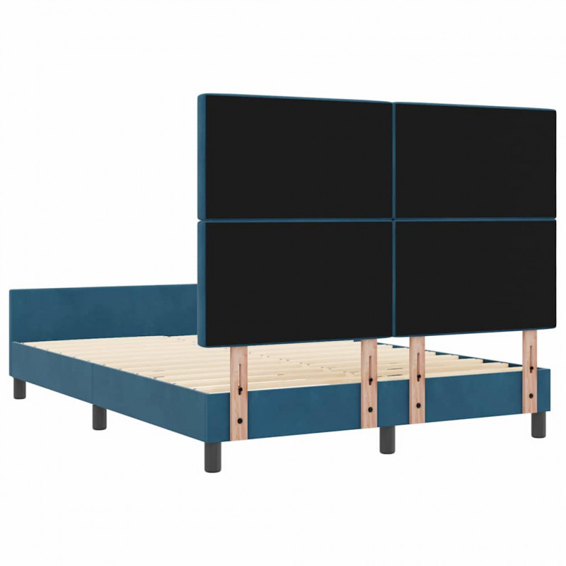 Łóżko sprężynowe Ciemnoniebieski 140 x 190 cm Aksamit