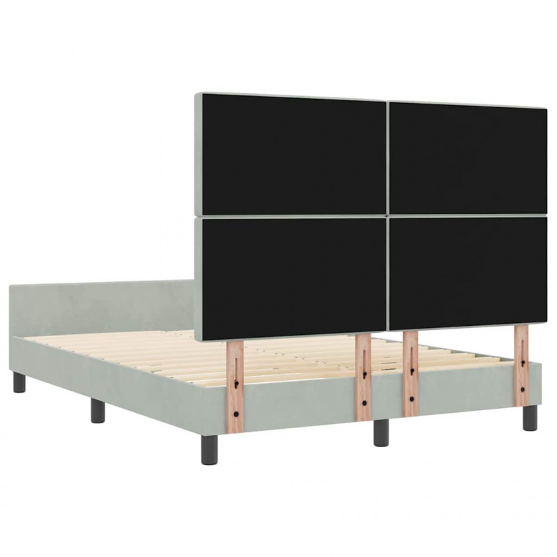 Łóżko sprężynowe Z zagłówkiem Jasnoszary 140 x 200 cm Aksamit