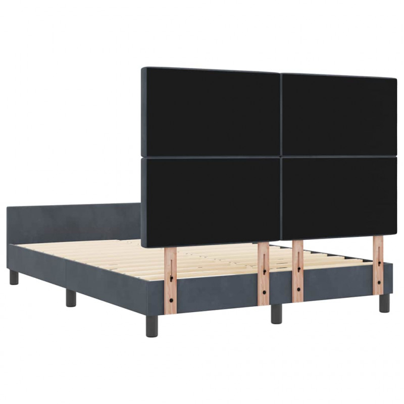Łóżko sprężynowe Z zagłówkiem ciemno szary 140 x 200 cm Aksamit