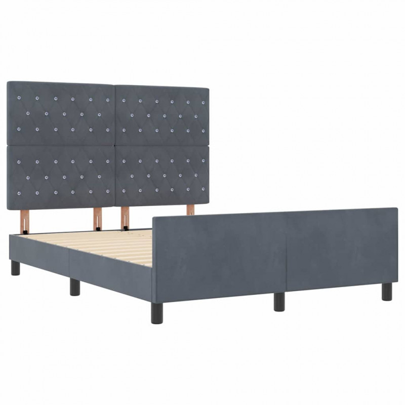 Łóżko sprężynowe Z zagłówkiem ciemno szary 160 x 200 cm Aksamit