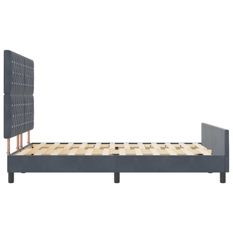 Łóżko sprężynowe Z zagłówkiem ciemno szary 160 x 200 cm Aksamit