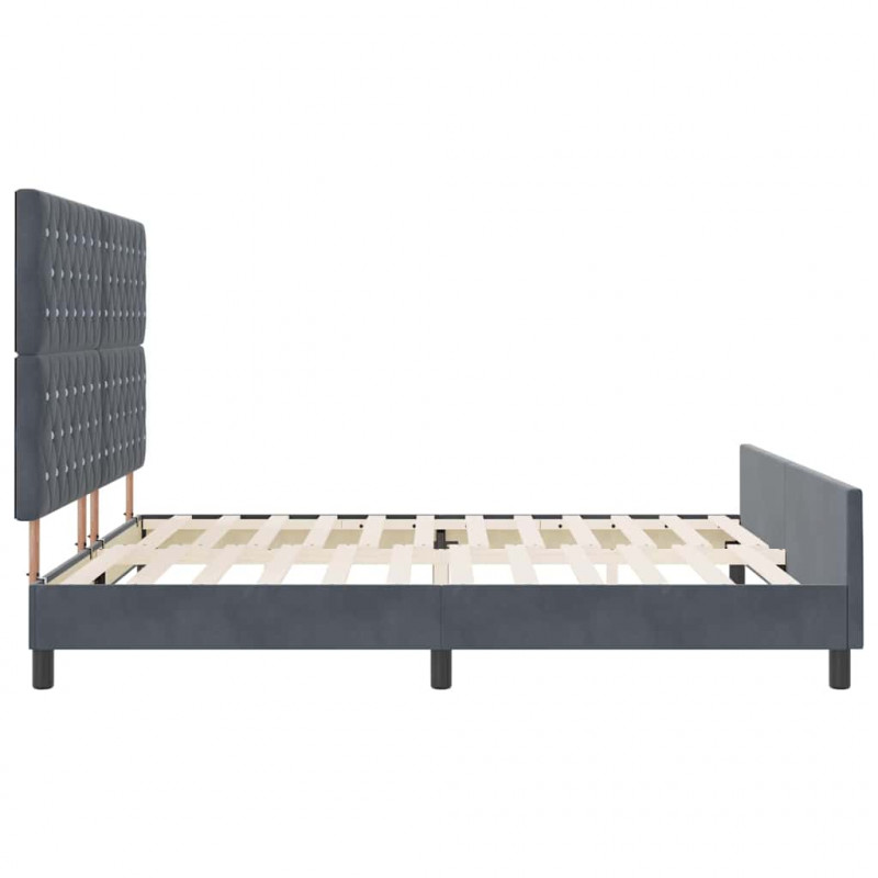 Łóżko sprężynowe Z zagłówkiem ciemno szary 180 x 200 cm Aksamit