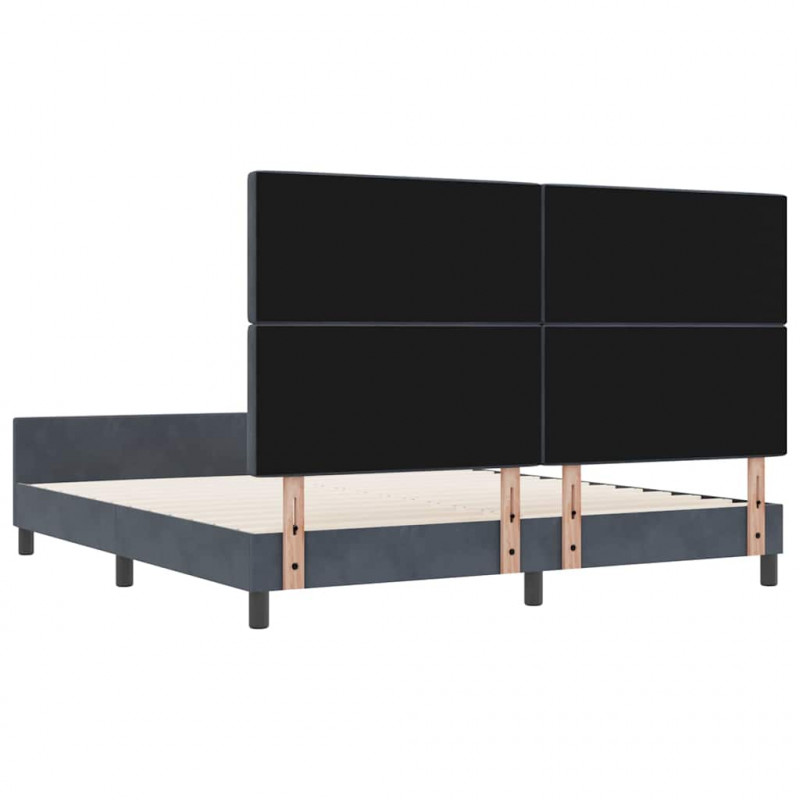 Łóżko sprężynowe Z zagłówkiem ciemno szary 180 x 200 cm Aksamit