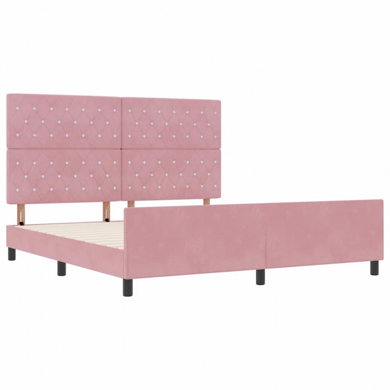 Łóżko sprężynowe Z zagłówkiem Różowy 180 x 200 cm Aksamit