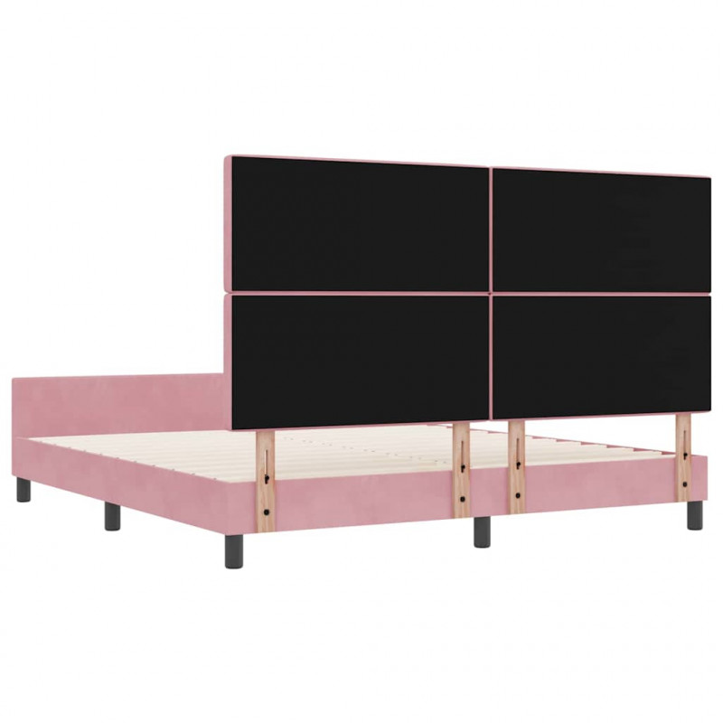 Łóżko sprężynowe Z zagłówkiem Różowy 180 x 200 cm Aksamit