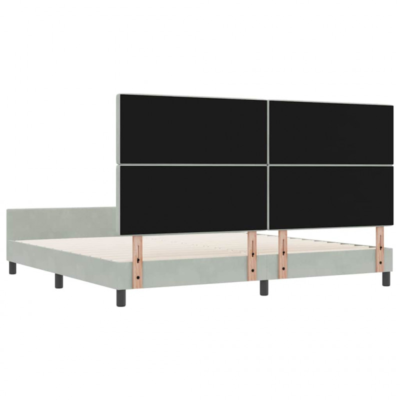Łóżko sprężynowe Z zagłówkiem Jasnoszary 200 x 200 cm Aksamit