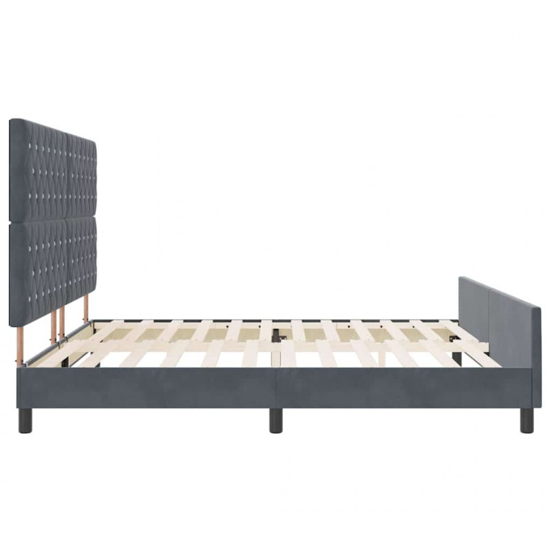 Łóżko sprężynowe Z zagłówkiem ciemno szary 200 x 200 cm Aksamit