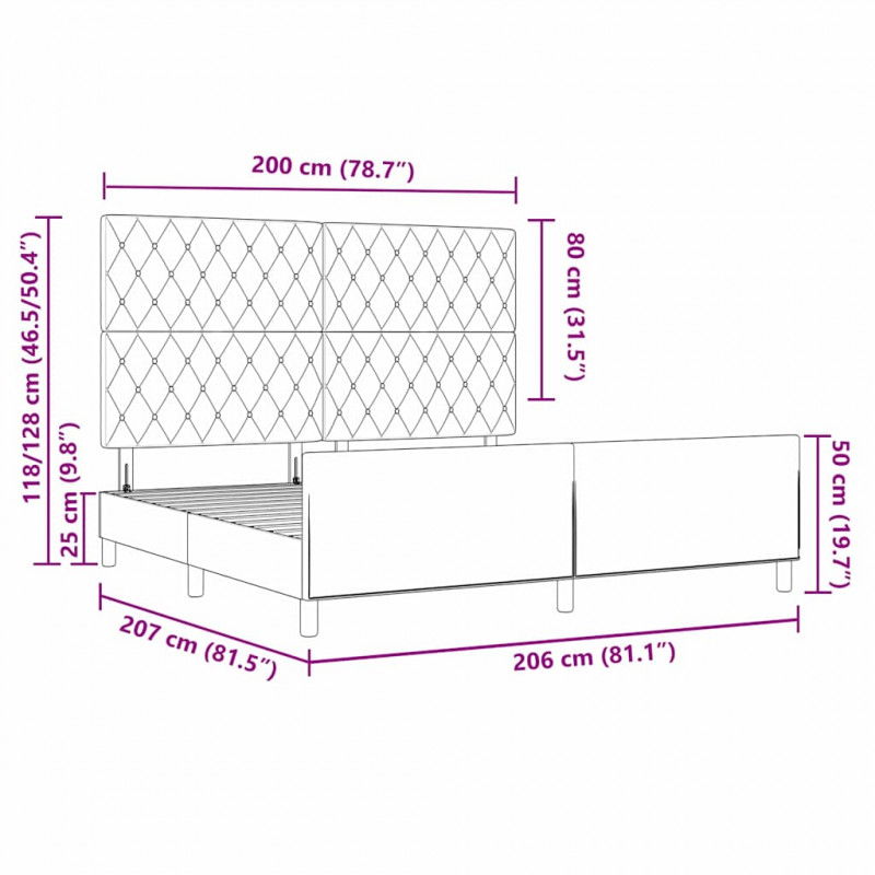 Łóżko sprężynowe Ciemna zieleń 200 x 200 cm Aksamit