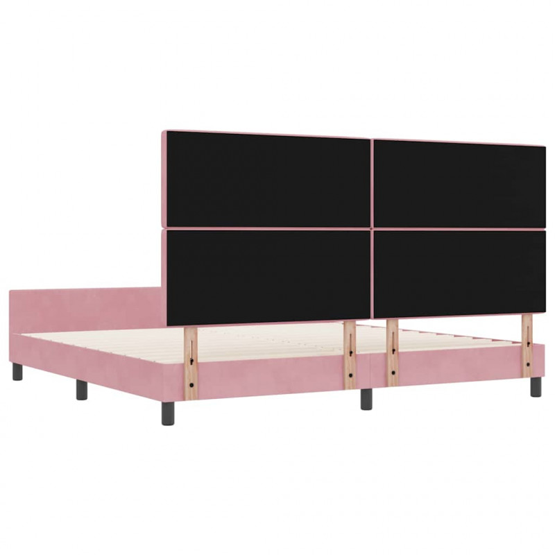 Łóżko sprężynowe Z zagłówkiem Różowy 200 x 200 cm Aksamit