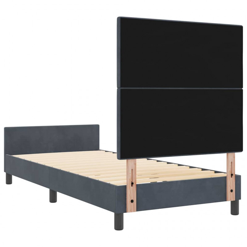 Łóżko sprężynowe Z zagłówkiem ciemno szary 80 x 200 cm Aksamit