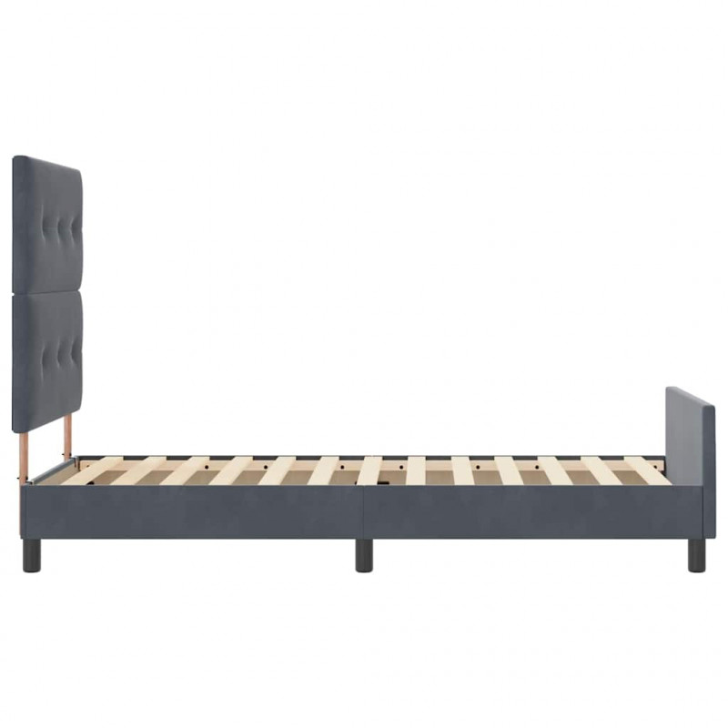 Łóżko sprężynowe Z zagłówkiem ciemno szary 90 x 200 cm Aksamit