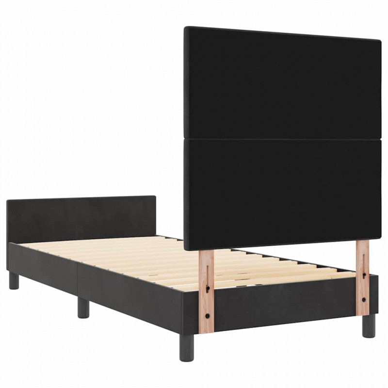 Łóżko sprężynowe Z zagłówkiem Czarny 100 x 200 cm Aksamit
