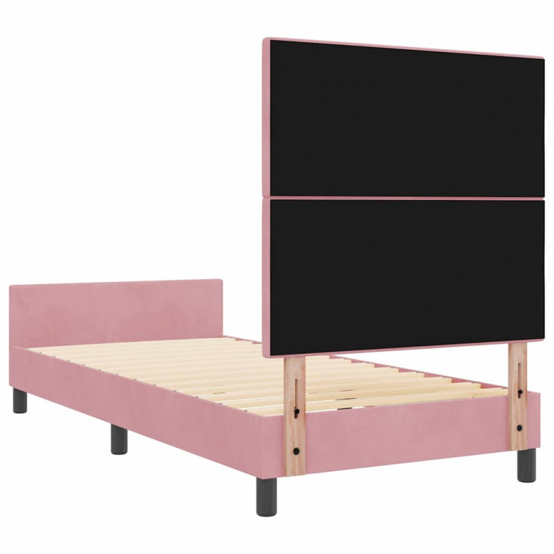 Łóżko sprężynowe Z zagłówkiem Różowy 100 x 200 cm Aksamit
