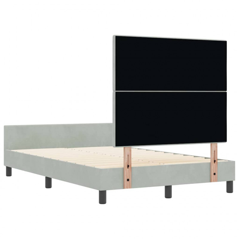Łóżko sprężynowe Z zagłówkiem Jasnoszary 120 x 200 cm Aksamit