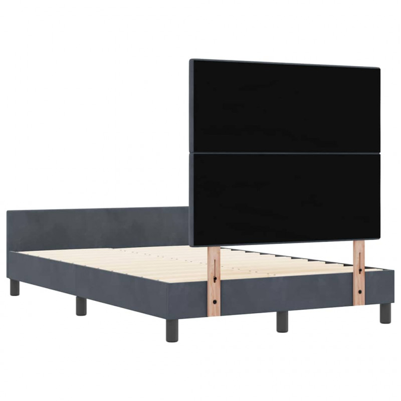 Łóżko sprężynowe Z zagłówkiem ciemno szary 120 x 200 cm Aksamit
