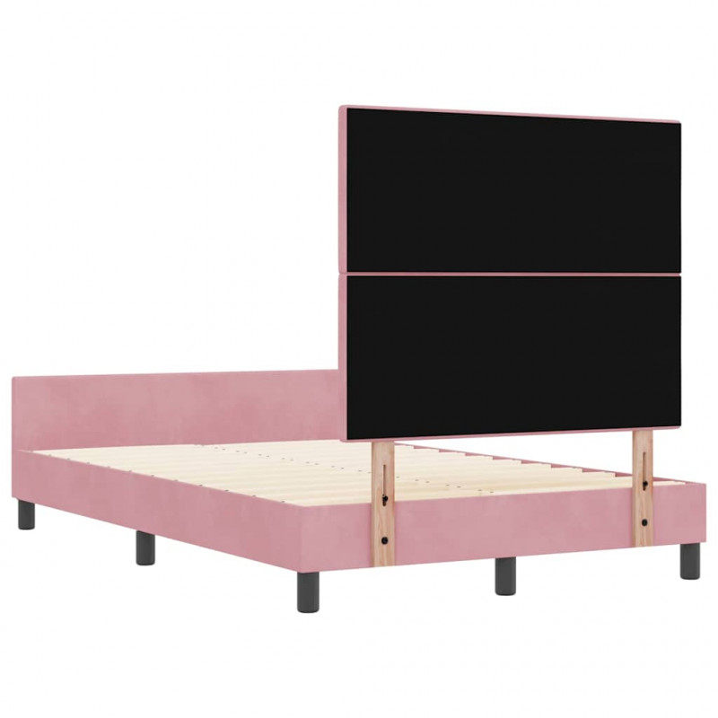 Łóżko sprężynowe Z zagłówkiem Różowy 120 x 200 cm Aksamit