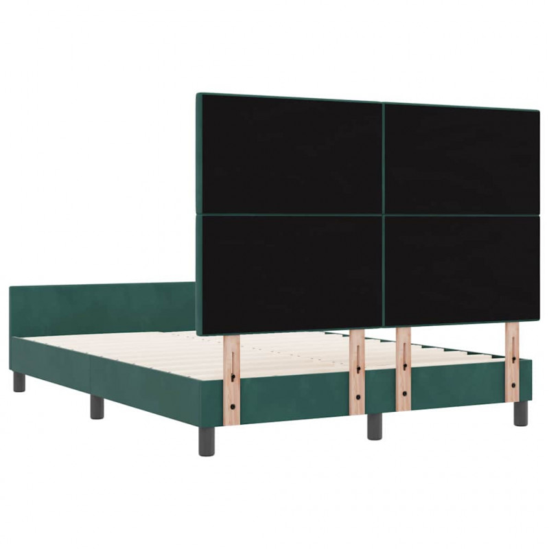 Łóżko sprężynowe Ciemna zieleń 140 x 190 cm Aksamit