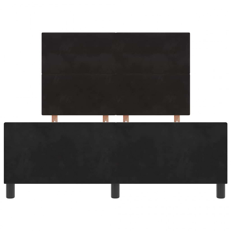 Łóżko sprężynowe Z zagłówkiem Czarny 140 x 200 cm Aksamit