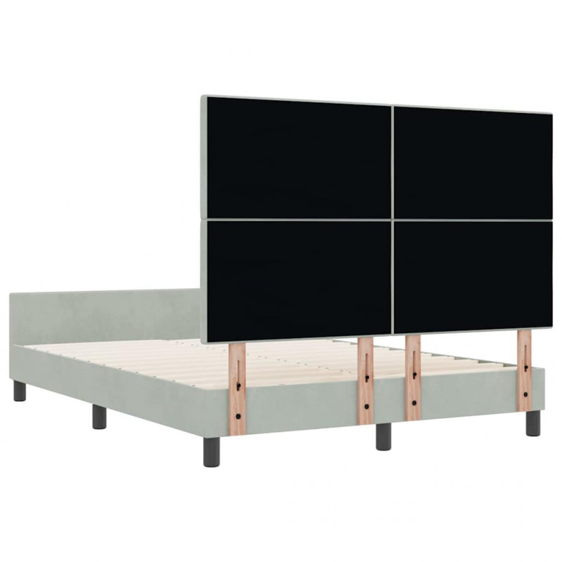 Łóżko sprężynowe Z zagłówkiem Jasnoszary 160 x 200 cm Aksamit