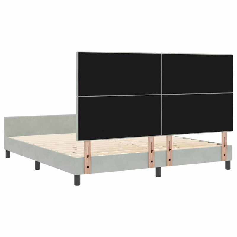 Łóżko sprężynowe Z zagłówkiem Jasnoszary 180 x 200 cm Aksamit