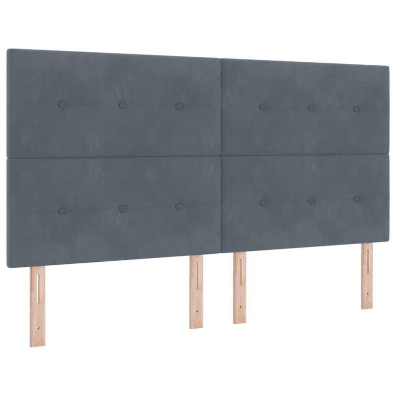 Łóżko sprężynowe Z zagłówkiem ciemno szary 180 x 200 cm Aksamit