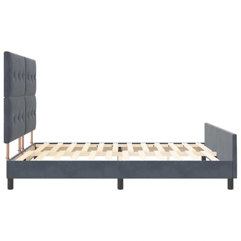 Łóżko sprężynowe Z zagłówkiem ciemno szary 180 x 200 cm Aksamit