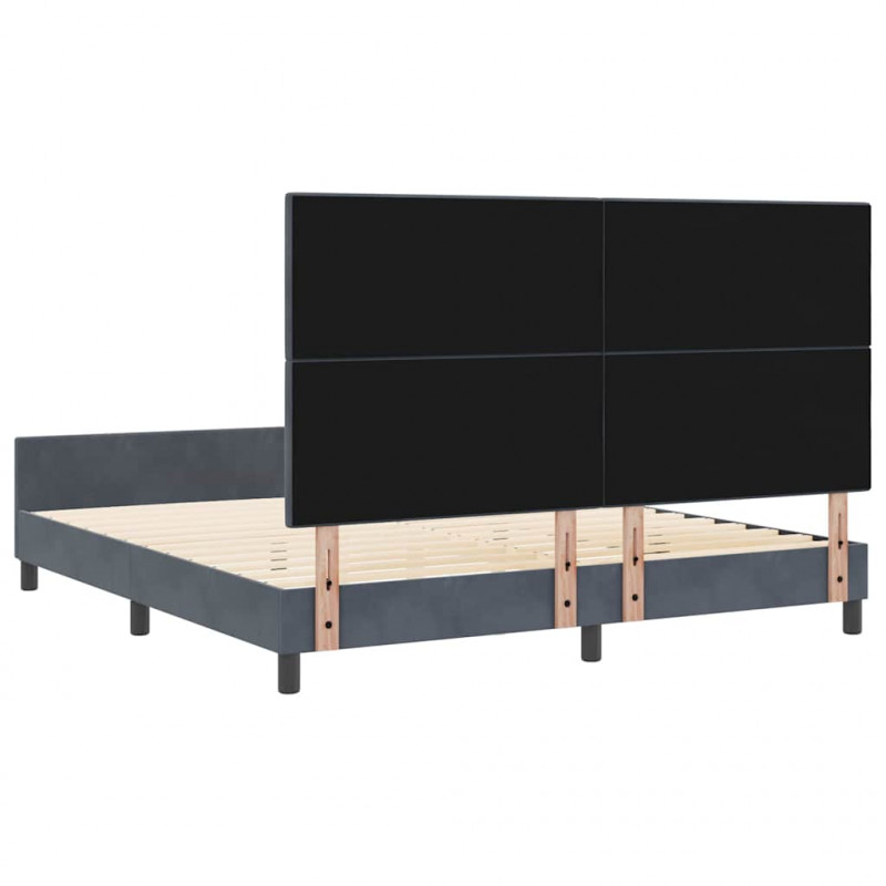 Łóżko sprężynowe Z zagłówkiem ciemno szary 180 x 200 cm Aksamit