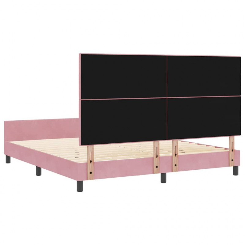 Łóżko sprężynowe Z zagłówkiem Różowy 180 x 200 cm Aksamit